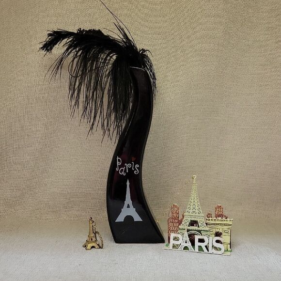 Black Paris Eiffel Tower Vase, Ornament, Eiffel Tower Key Chain - Picture 1 of 13